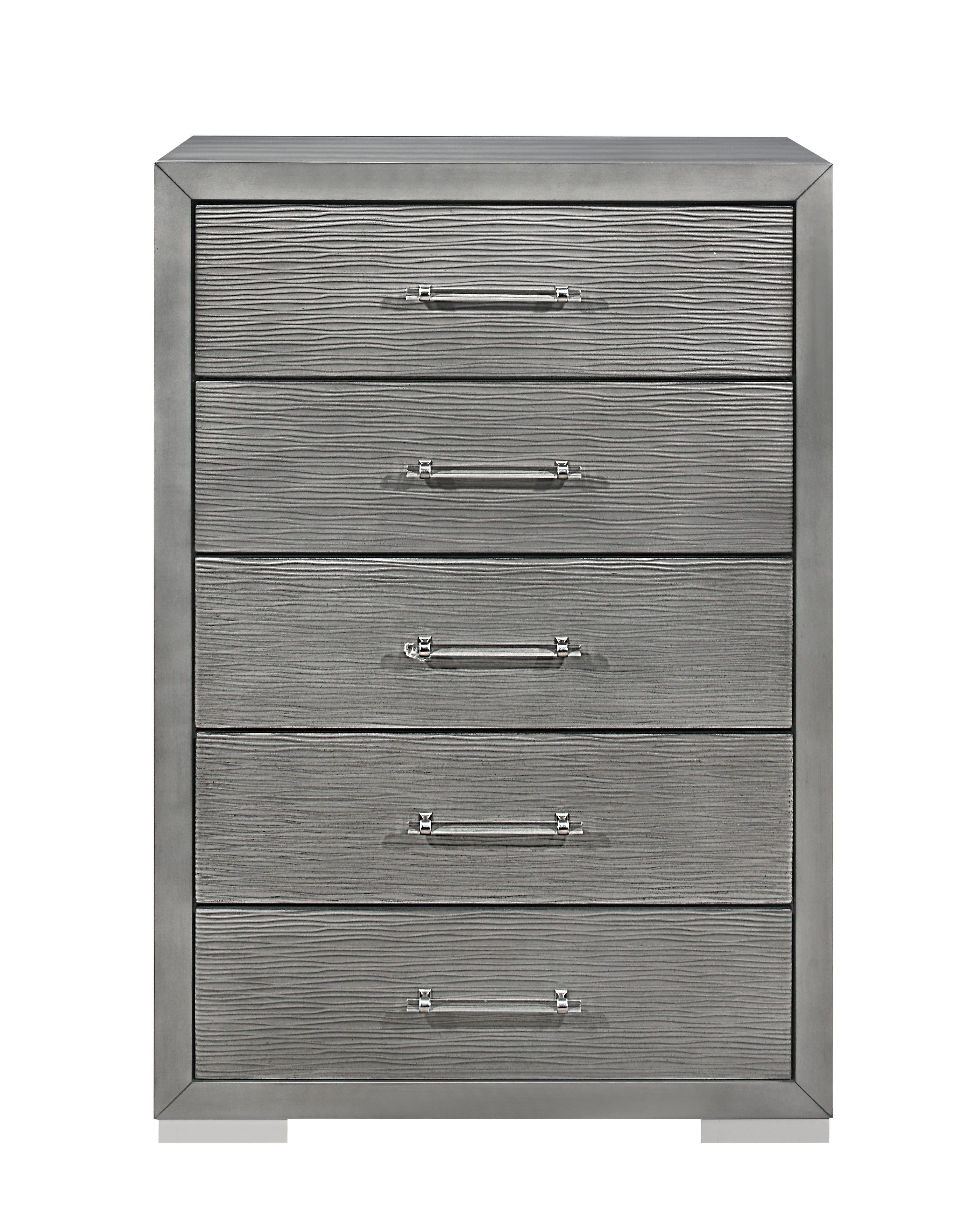 Global Furniture Tiffany 2051 Contemporary Silver 5Drawer Bedroom