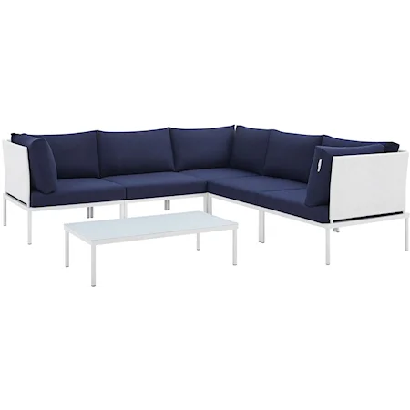 Outdoor 6-Piece Aluminum Sectional Sofa Set