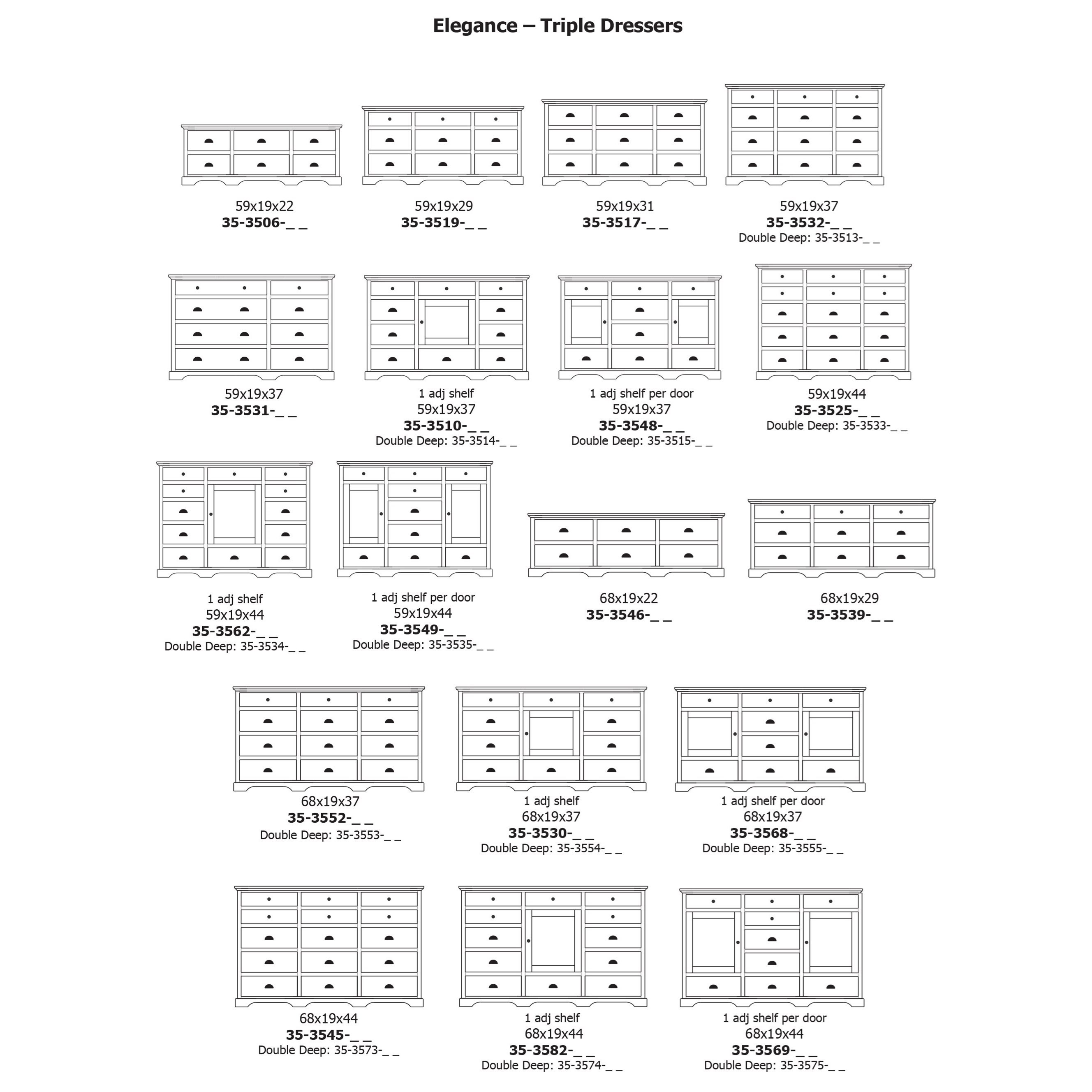 12-Drawer Triple Dresser