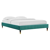 King Performance Velvet Platform Bed Frame