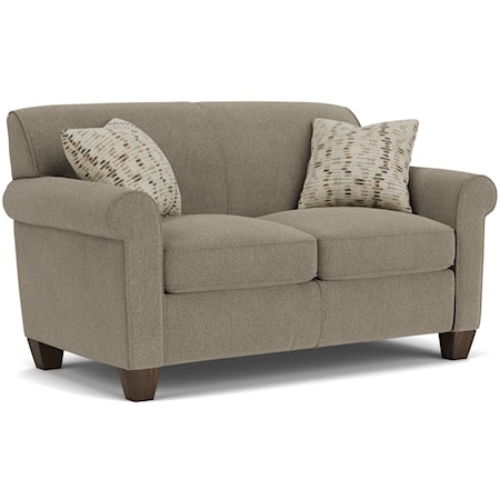 Transitional Loveseat with Rolled Arms