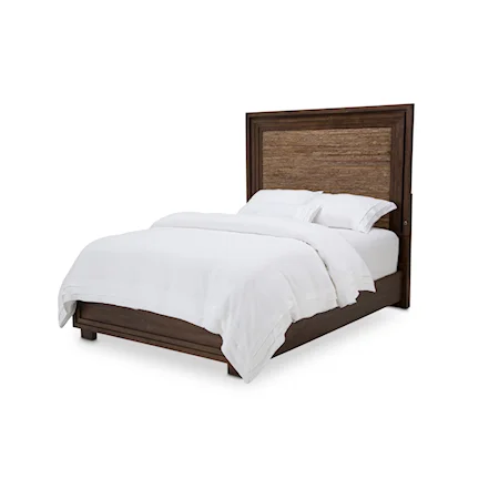 Rustic Upholstered Queen Panel Bed with USB Ports