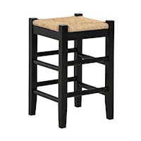 Black Counter Height Bar Stool with Woven Seat