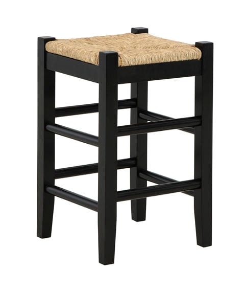 Black Counter Height Bar Stool with Woven Seat