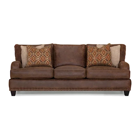 Traditional Stationary Sofa with Nail-Head Trim