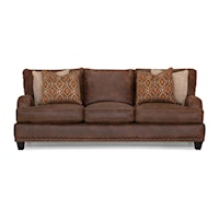 Traditional Stationary Sofa with Nail-Head Trim