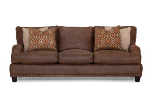 Traditional Stationary Sofa with Nail-Head Trim