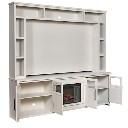 98&quot; Fireplace Console and Hutch