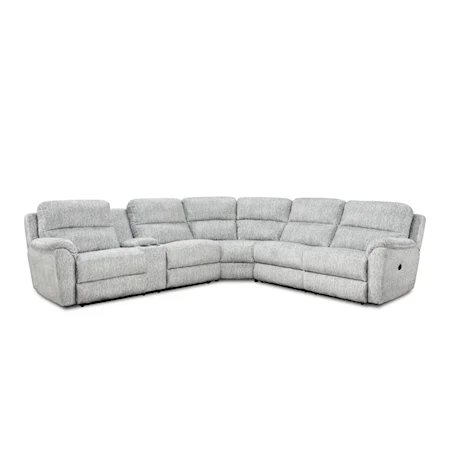 Casual Power Reclining Sectional with Storage Console and Cup Holders 