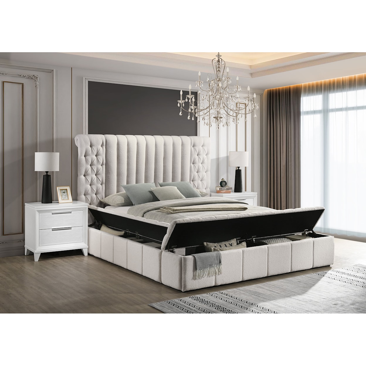 Crown Mark DANBURY Upholstered Storage Bed - King