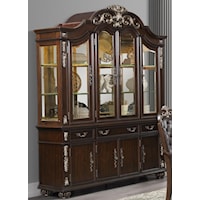 Traditional China Cabinet with Velvet-Lined Top Drawers
