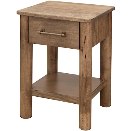 Solid Wood 1-Drawer Chairside Table
