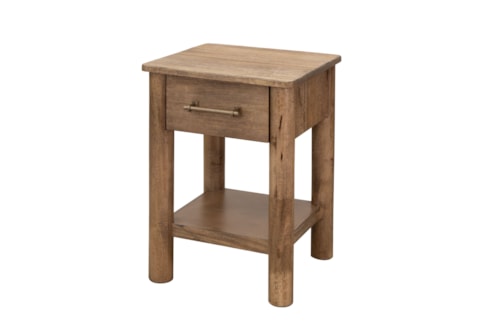 Solid Wood 1-Drawer Chairside Table