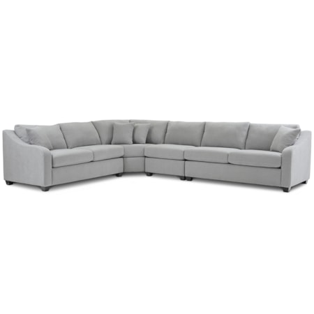 4-pc. Rounded L-Shape Sectional w/Slope Arms