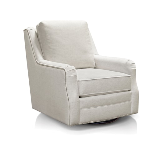 Transitional Swivel Glider Chair with Nailhead Trim