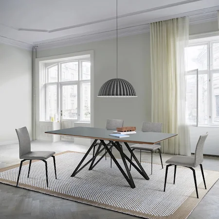 Contemporary 5 Piece Dining Set with Gray Fabric Chairs