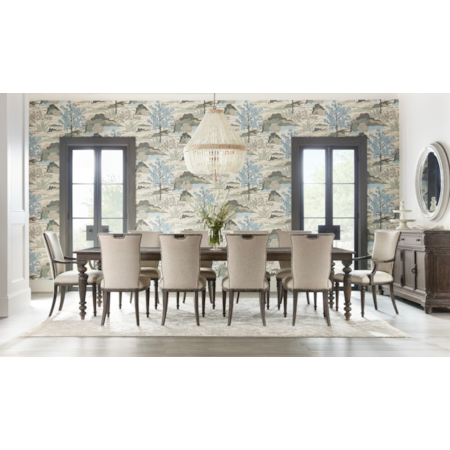 Dining Set with Upholstered Chairs & Buffet