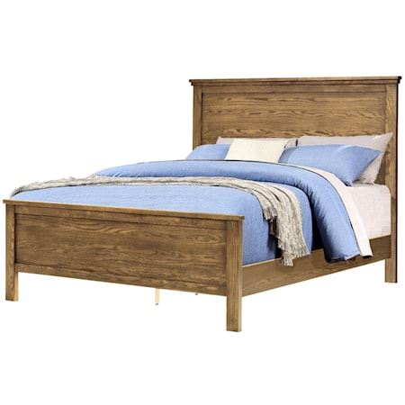 Rustic Panel King Bed - Medium Brown