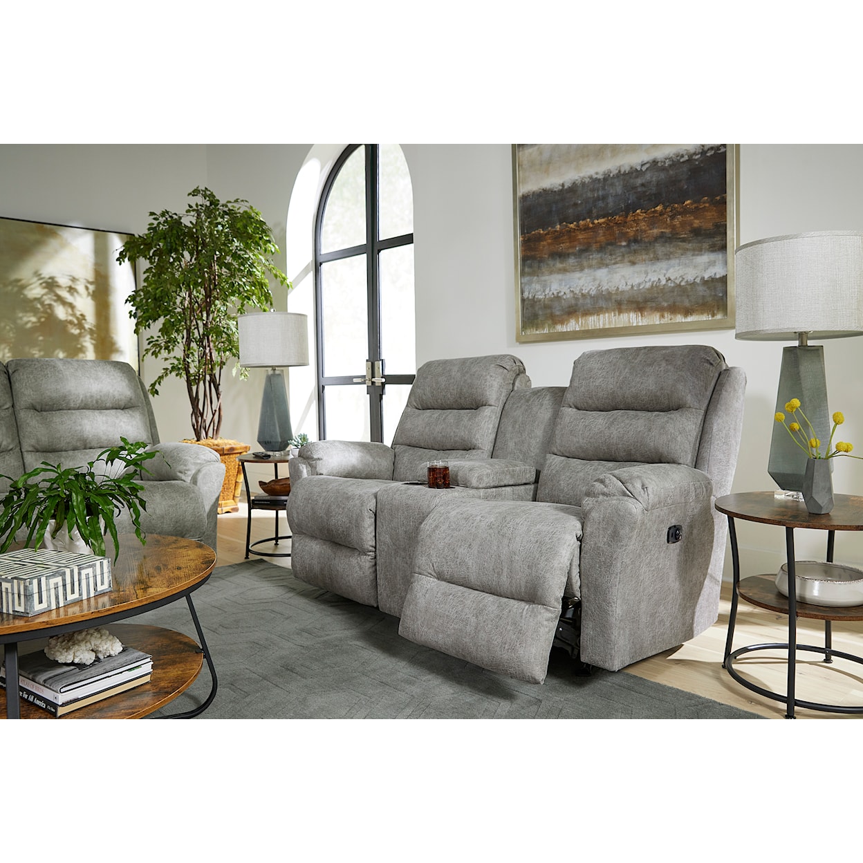 Bravo Furniture Oren Power Rock Recline Loveseat w/ HR + Console