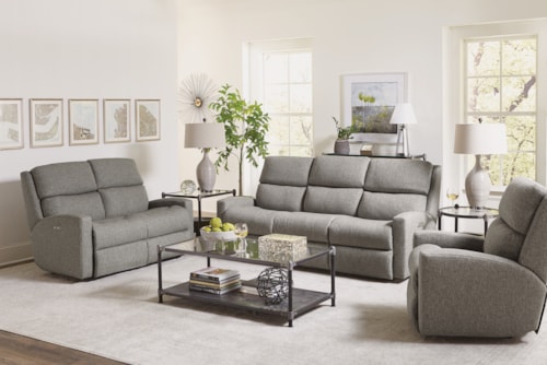 Contemporary 3-Piece Living Room Set with Powered Headrests