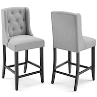 Counter Bar Stool Upholstered Fabric Set of 2
