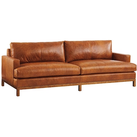 Horizon Sofa w/ Tan Leather & Brass Base