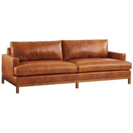 Horizon Sofa w/ Tan Leather & Brass Base