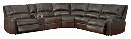 Casual 6-Piece Power Reclining Sectional Sofa with Power Headrests