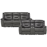 Casual 2-Piece Power Reclining Living Room Set with USB Charging Ports