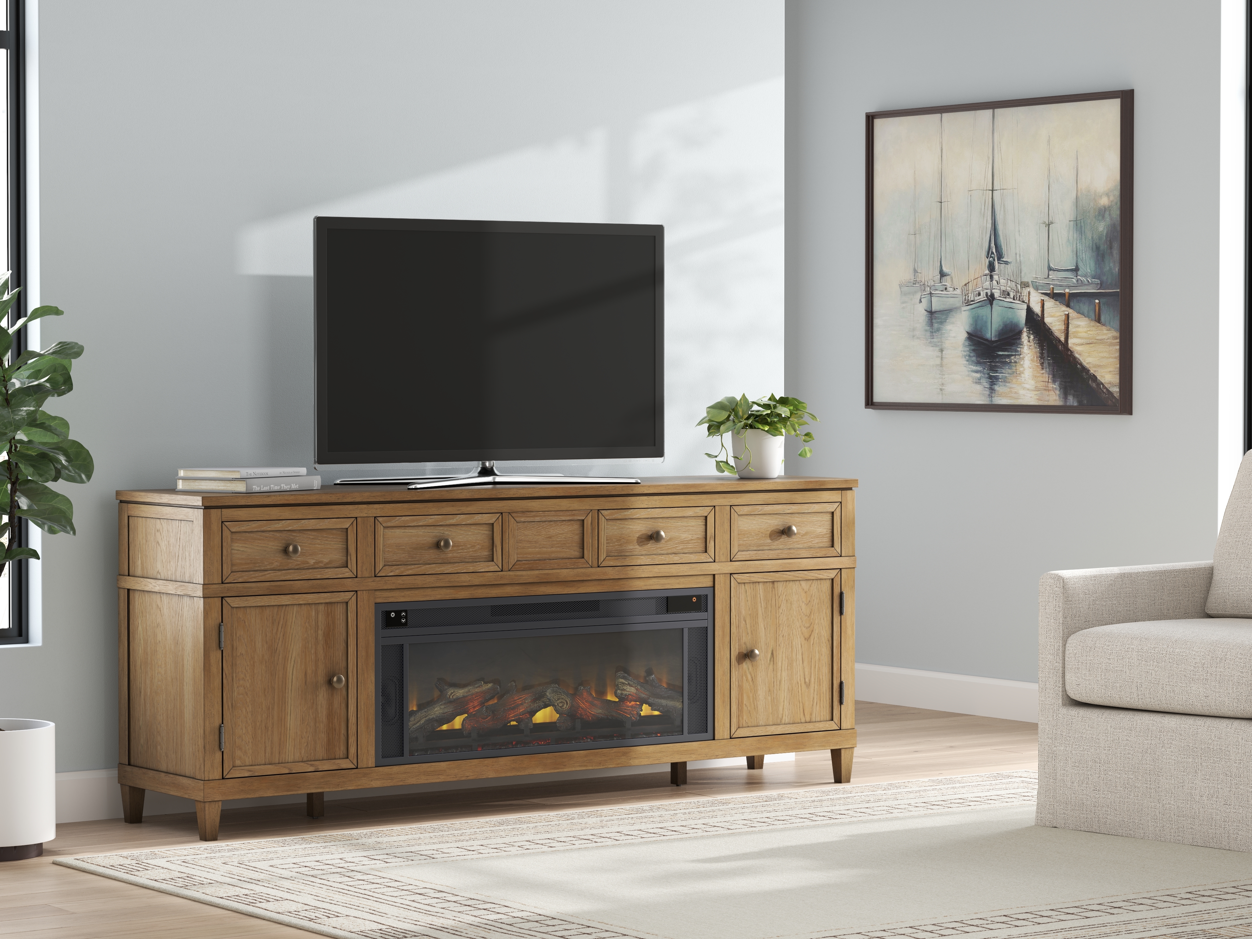 81" TV Stand With Electric Fireplace