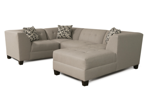 Mid-Century Modern 4-Piece Sectional Sofa with Chaise