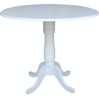 Round Dropleaf Pedestal Table in Pure White