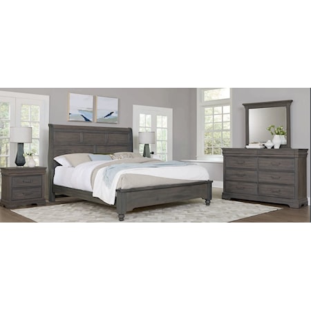 King Sleigh Bed with Metal Slats