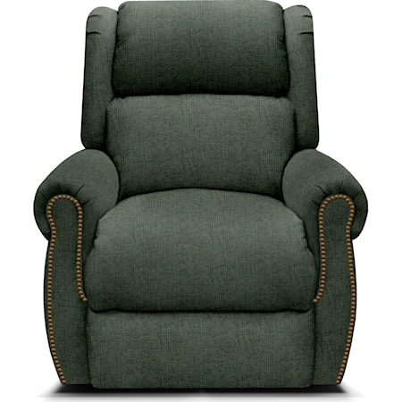 Casual Swivel Glider Recliner with Nailhead Trim