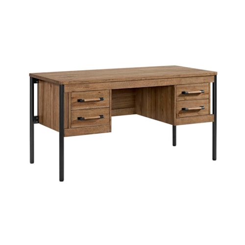 Rustic 60" Half Pedestal Desk with 4 Drawers