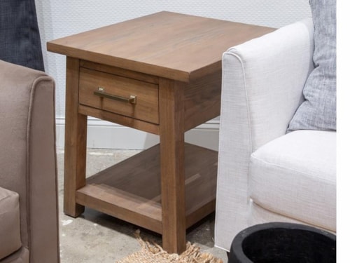 Transitional 1-Drawer End Table with Storage Shelf