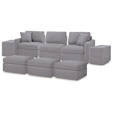 5-Piece Sectional And 3 Ottomans