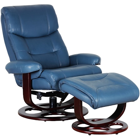 Swivel pedestal recliner and ottoman