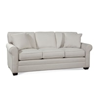 Three Seater Sofa with Rolled Arms and Exposed Wood Feet