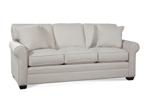 Transitional 3-Seater Sofa with Rolled Arms and Exposed Wood Feet