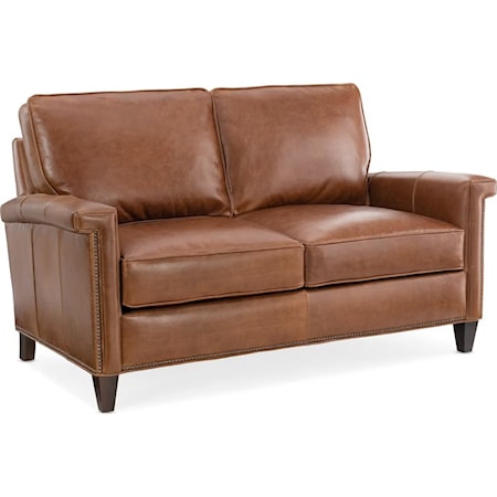 Transitional Loveseat with Key Arms