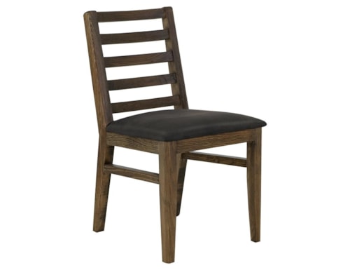 Modern Rustic Ladder Back Dining Chair with Upholstered Seat