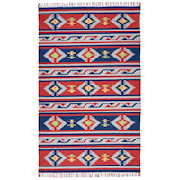 3'6" x 5'6" Blue/Red Rectangle Rug