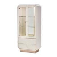 Transitional 2-Drawer Display Cabinet with Glass Shelving
