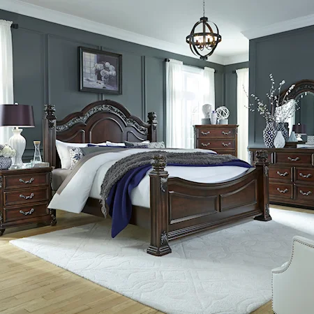5-Piece Traditional King Poster Bedroom Set