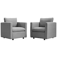 Activate Contemporary Light Grey Upholstered Armchair - Set of 2
