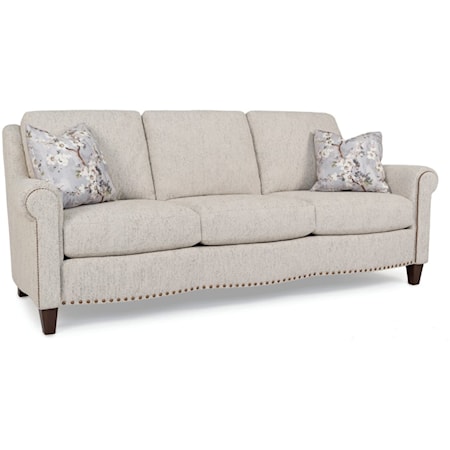 Transitional Sofa with Nail-head Trim & Tapered Legs