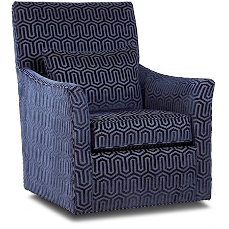 Transitional Swivel Chair with Flared Arms