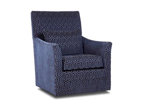 Transitional Swivel Chair with Flared Arms