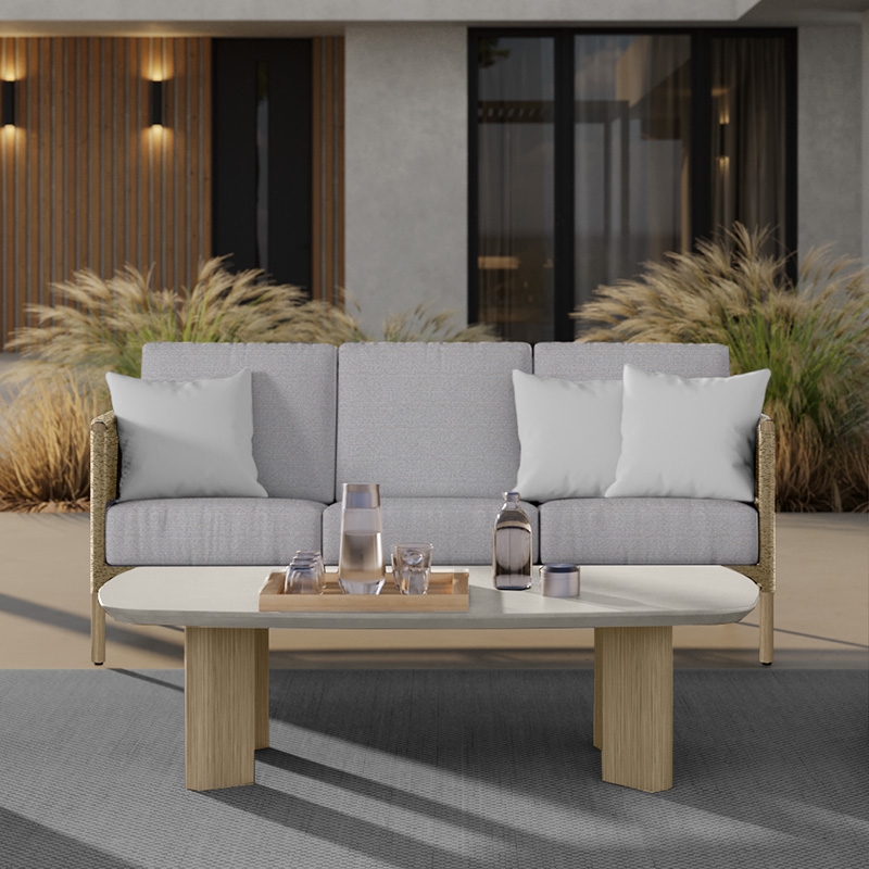 Modern Coastal Woven Sofa